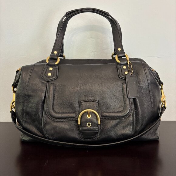 Coach Campbell Black Leather Large Satchel - Picture 1 of 11